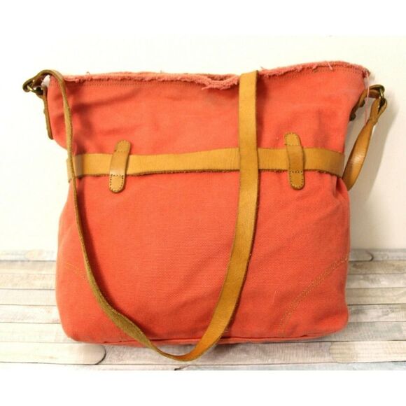 ROOMY LUCKY BRAND PINK CANVAS GENUINE LEATHER BELTED TOTE BOOK BAG SHOULDER BAG - Picture 7 of 9